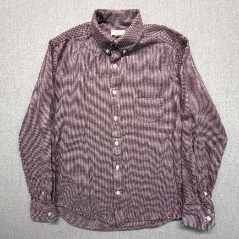 Ash and Erie Mens Medium Houndstooth Burgundy Long Sleeve Button Shirt HOLE